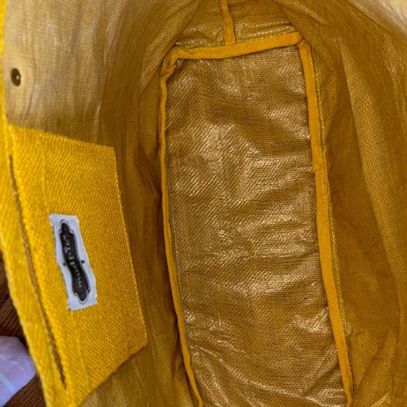 Mud Pie Oversize Jute Tote Shopping Bag Delta Delta Delta blue and yellow - Picture 5 of 7